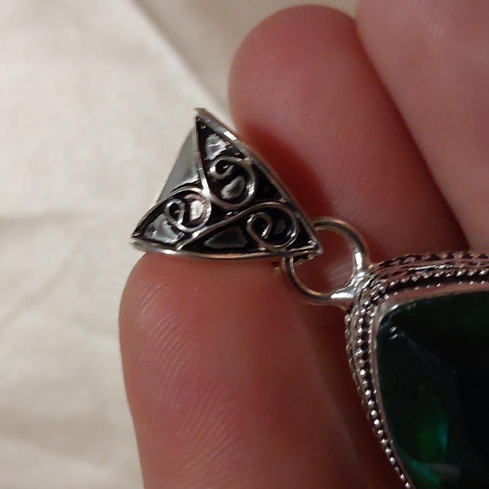 Natural Bi Tourmaline Sterling Silver Teardrop Pendant - Picture 3 of 5